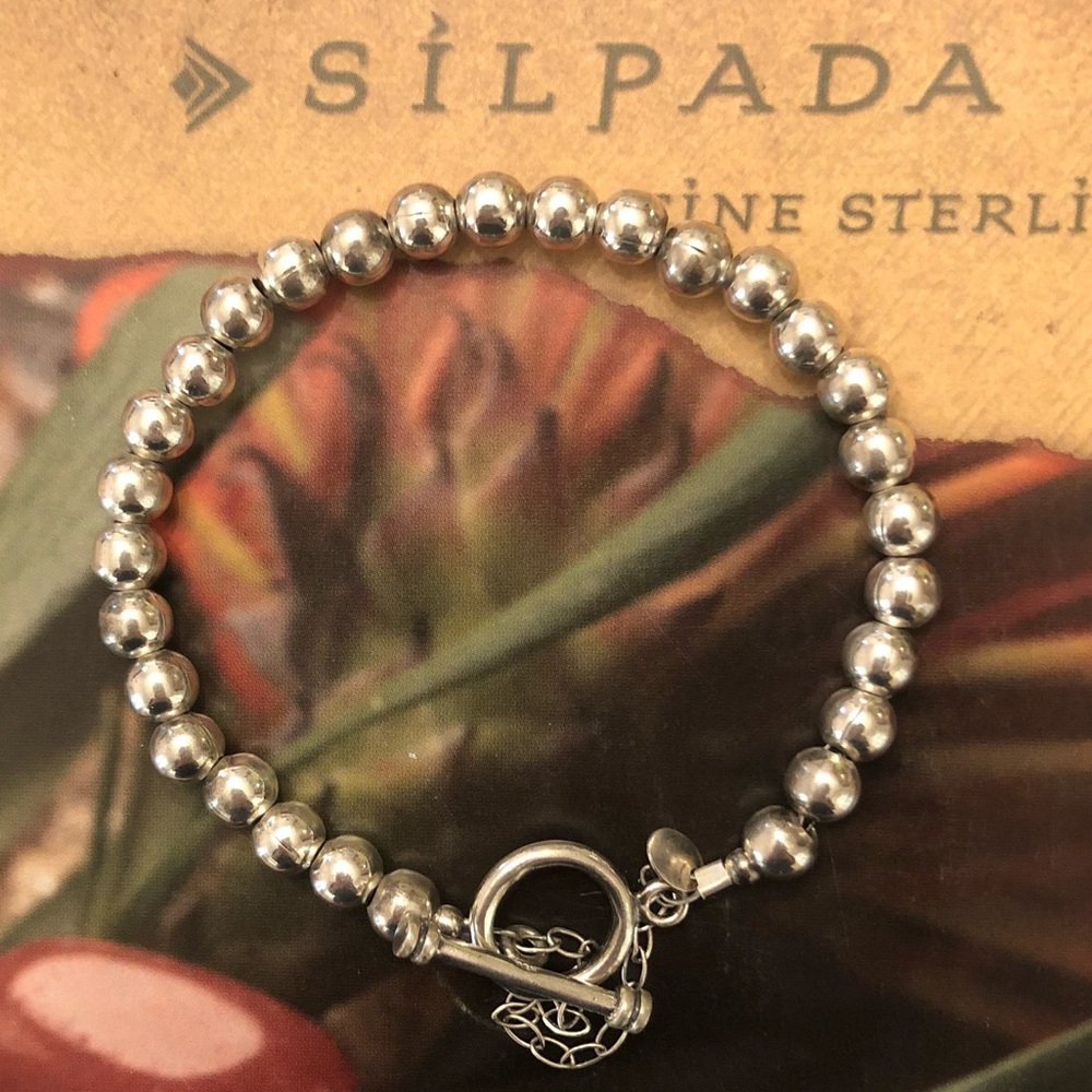 Vintage Silpada Sterling Silver Bead Ball Toggle Clasp Bracelet B0059 - Picture 6 of 9